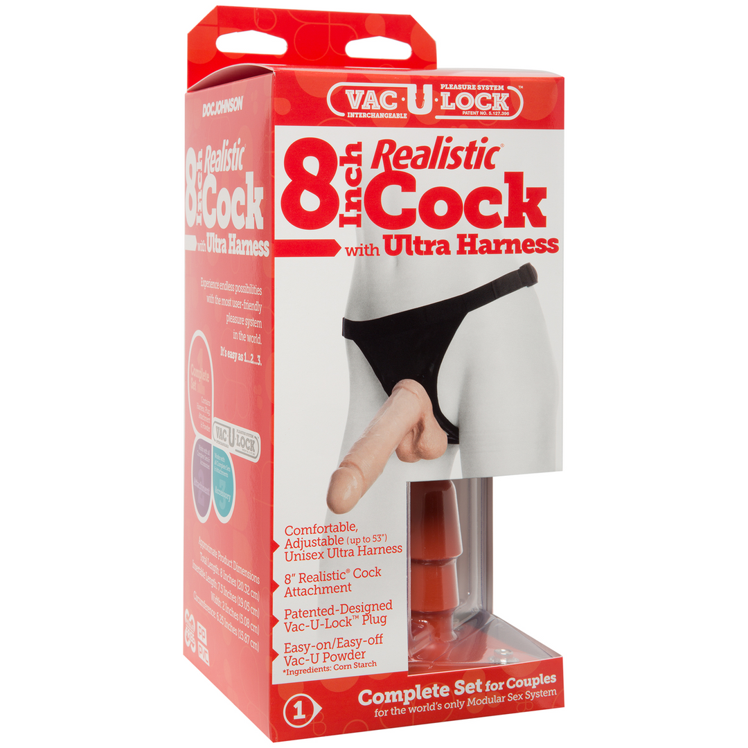 Realistisch Cock + Ultra Harness - 8 / 20 cm Fleischfarben - 2