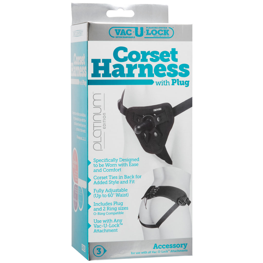 Platina Corset Harness met Plug Schwarz - 2