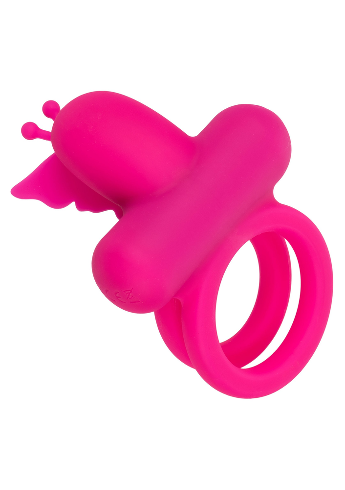 CalExotics Silicone Rechargeable Dual Butterfly Ring PINK - 11