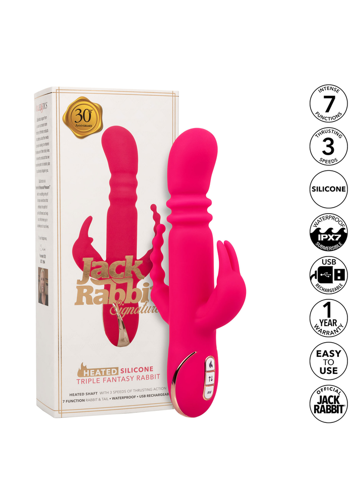 CalExotics Jack Rabbit Signature Heated Triple Fantasy Rabbit PINK - 2