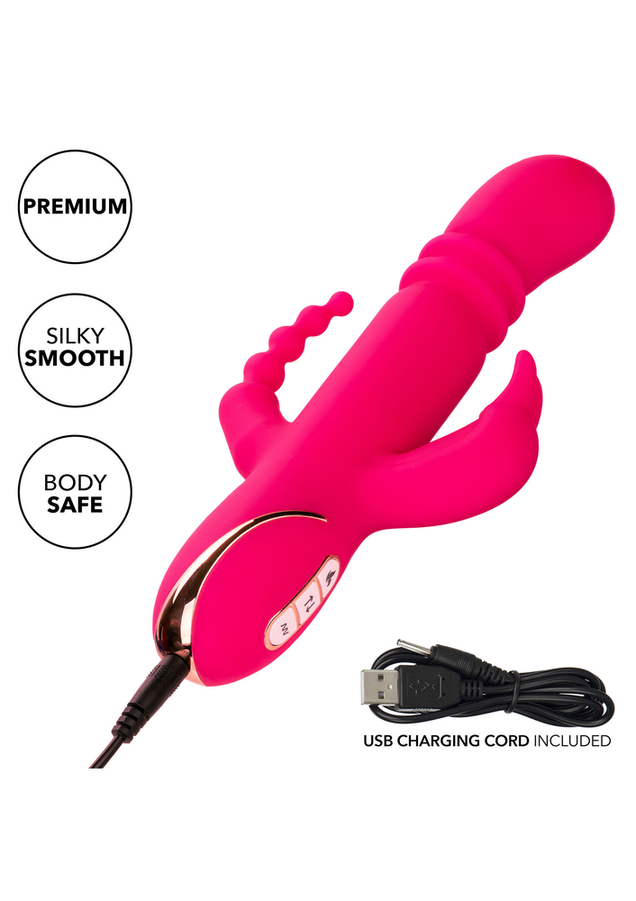 CalExotics Jack Rabbit Signature Heated Triple Fantasy Rabbit PINK - 7
