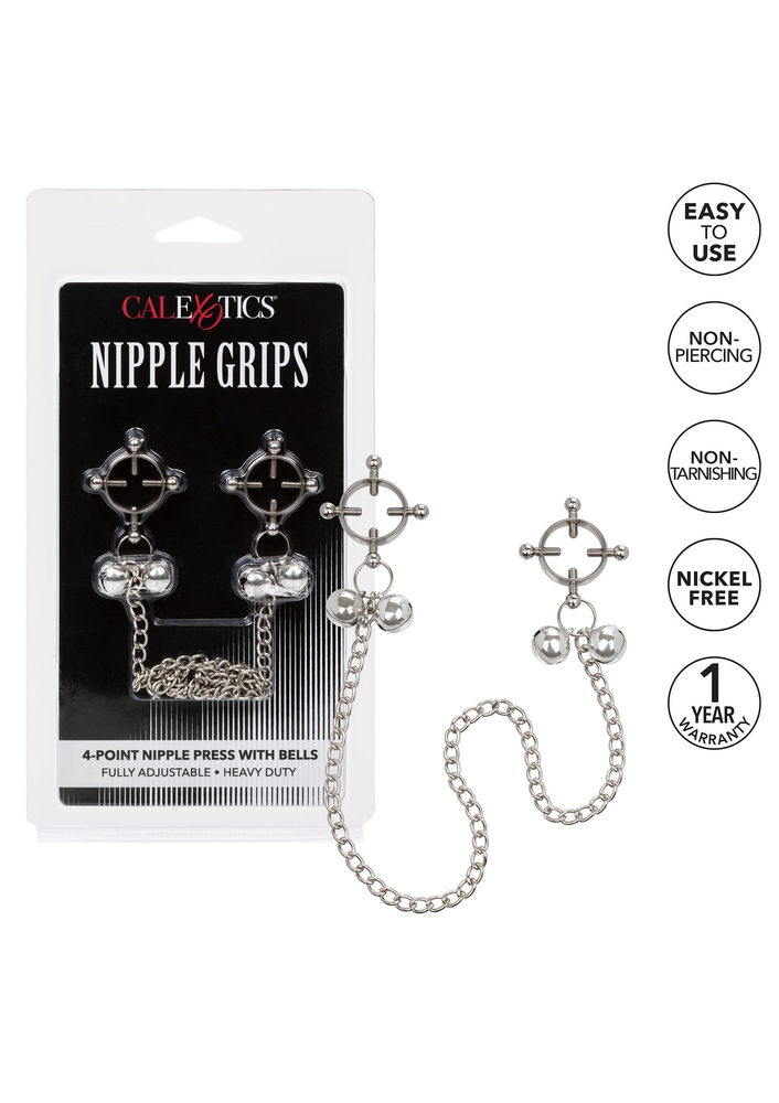 CalExotics Nipple Grips 4-Point Nipple Press with Bells METAL - 6