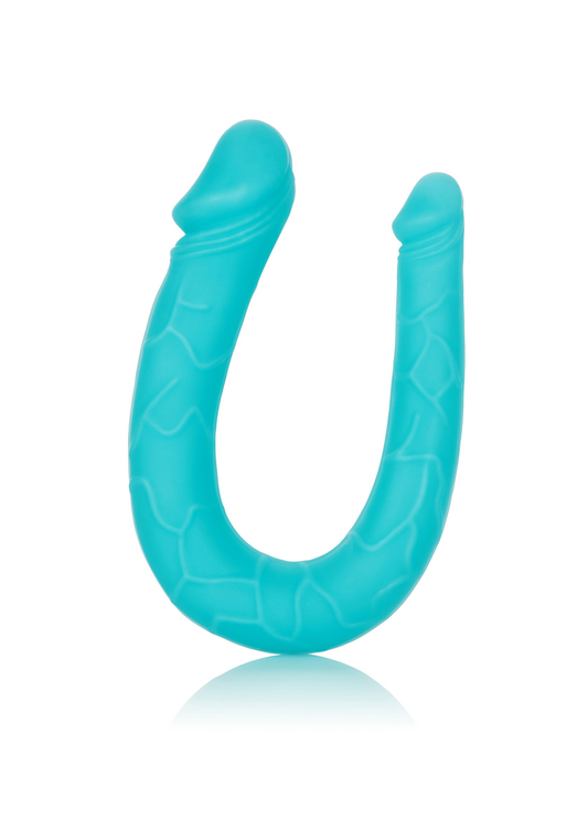 CalExotics Silicone Double Dong AC/DC Dong - Aqua