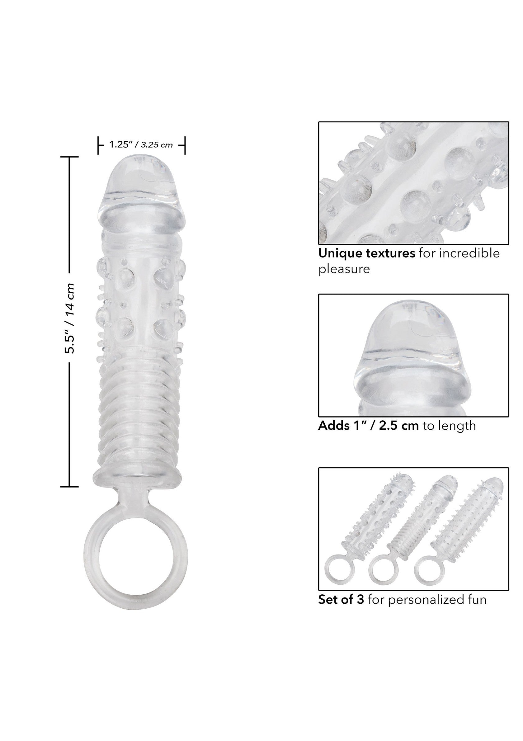 CalExotics 3 Piece Textured Extension Set TRANSPA - 3