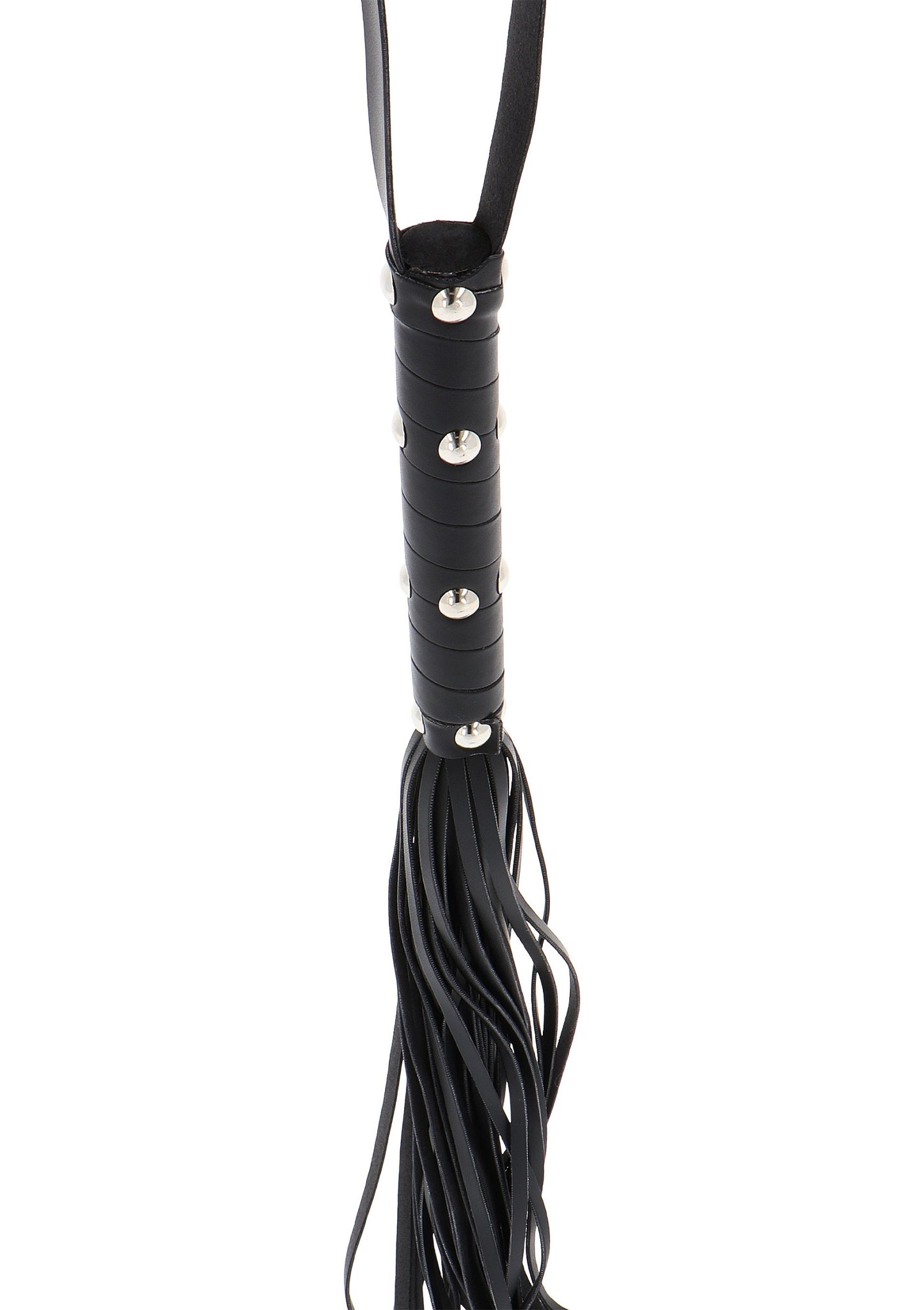 Hidden Desire Extreme Long Studded Flogger Whip BLACK - 0
