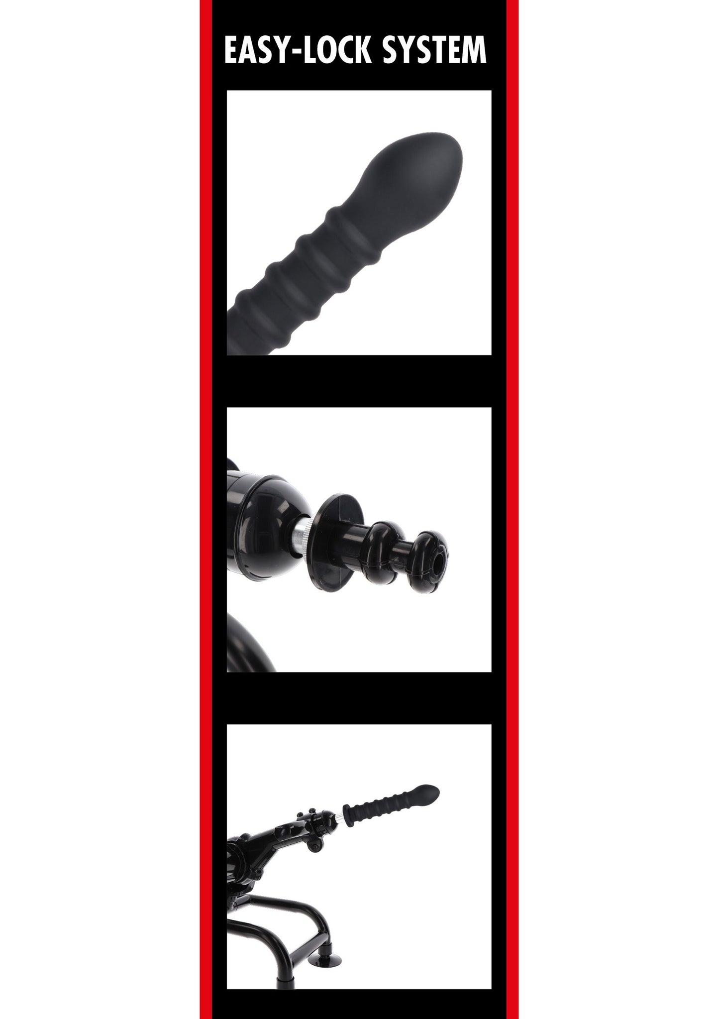 Hidden Desire Bangers Fuck Machines Ribbed Dong Easy-Lock 19 cm BLACK - 4