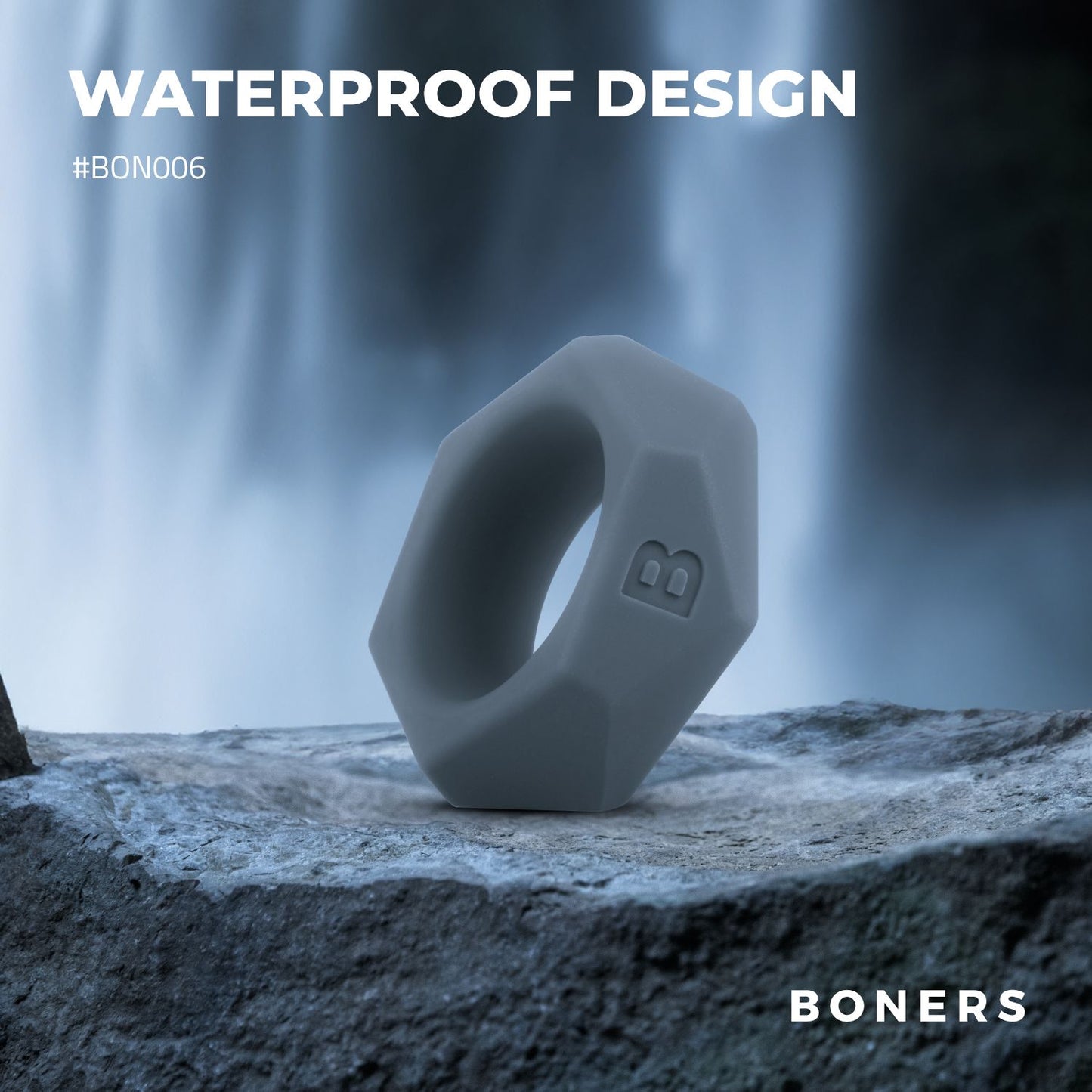 Boners Cockring Met Diamant Design - Grijs - 3