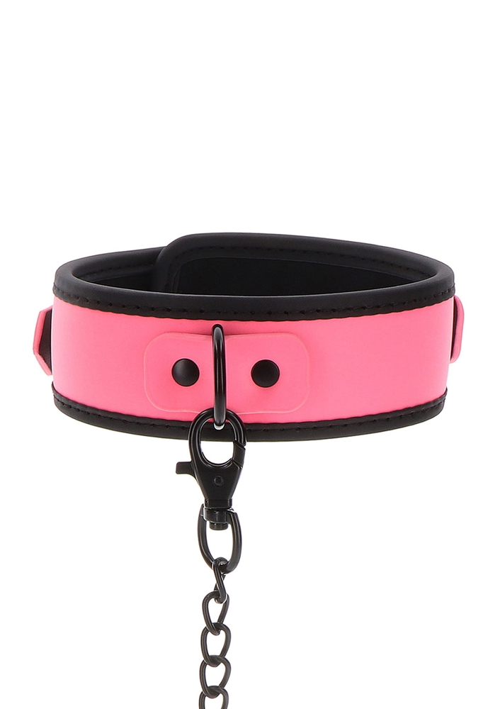 Taboom Glow In the Dark Collar and Chain Leash PINK - 1