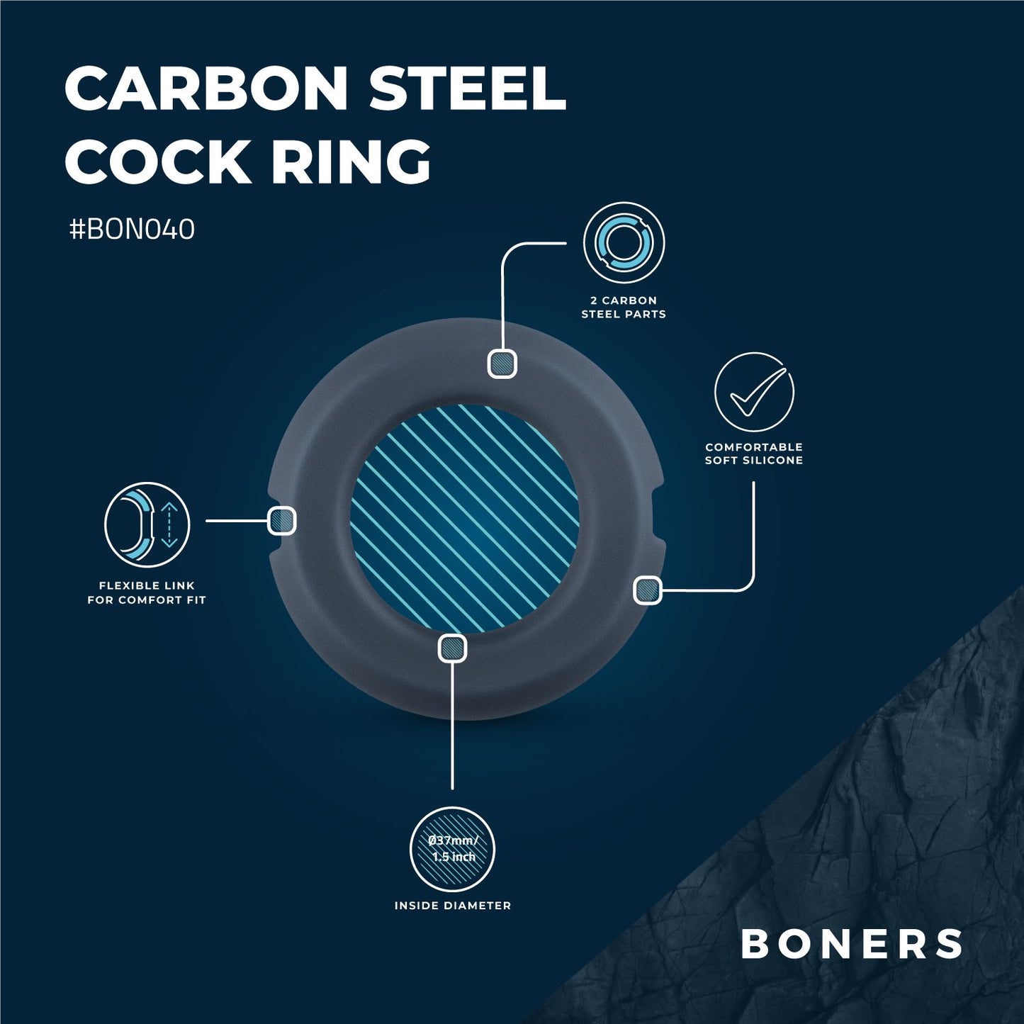 Boners Cockring Met Stalen Kern - 2
