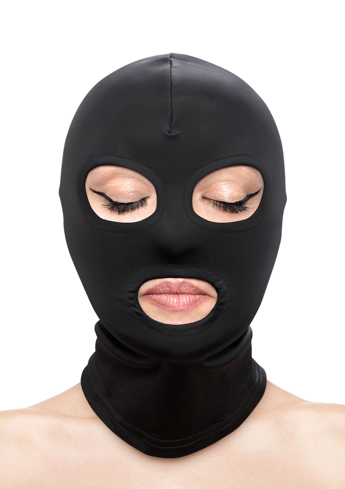 NS Novelties Fetish & Fashion Eyes & Mouth Hood BLACK - 0