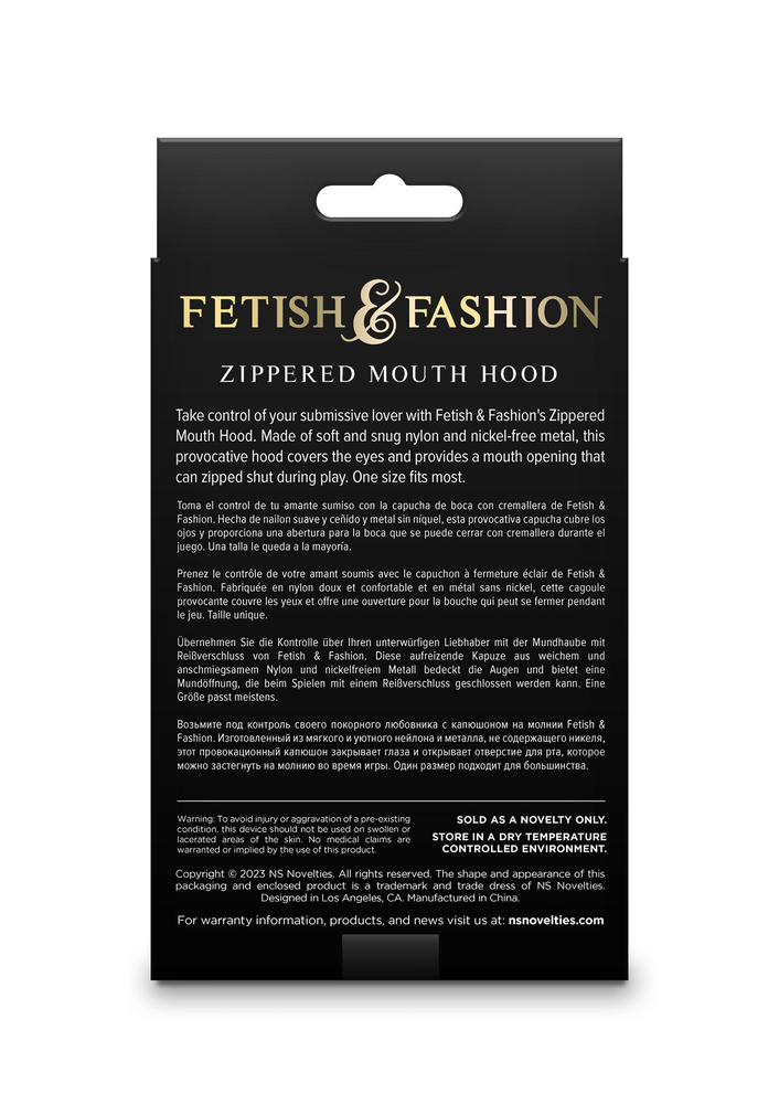 NS Novelties Fetish & Fashion Zippered Mouth Hood BLACK - 1