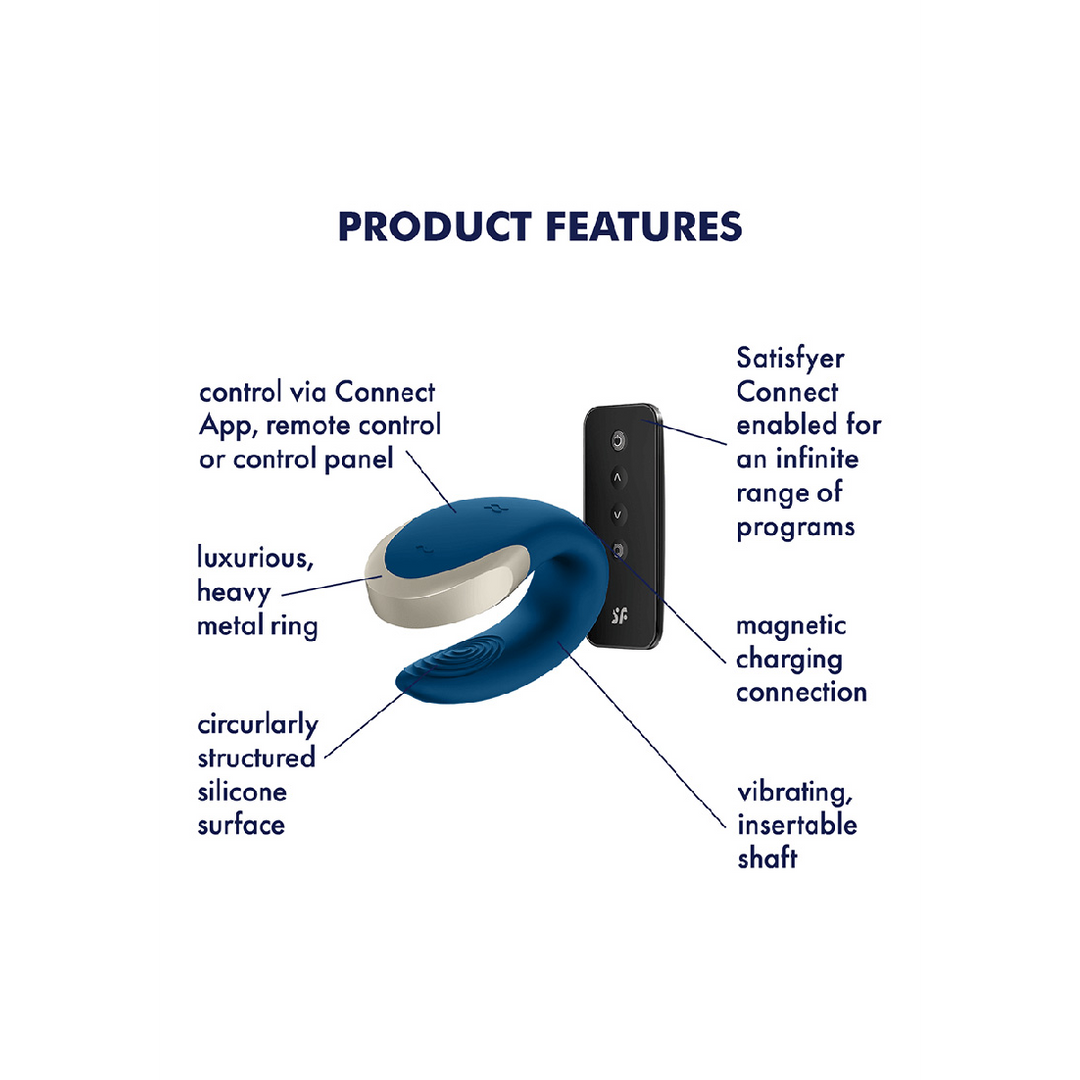 Double Love - Luxe Partner Vibrator - Blauw Schwarz - 1