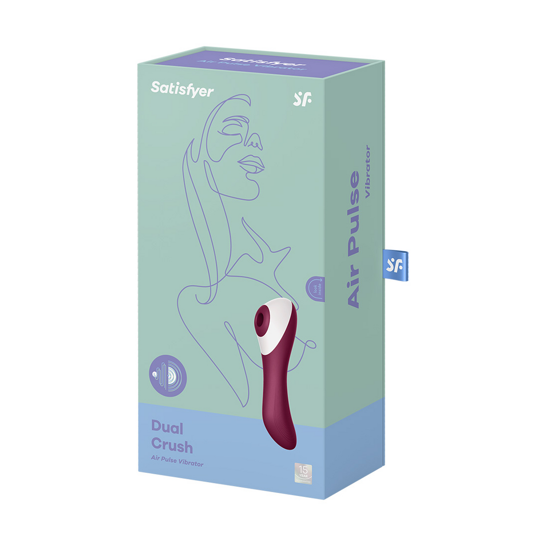 Dual Crush - Invoegbare Dubbele Luchtdruk Vibrator - Wijnrood Rot - 2