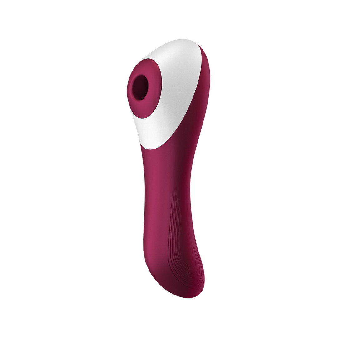 Dual Crush - Invoegbare Dubbele Luchtdruk Vibrator - Wijnrood Rot - 3