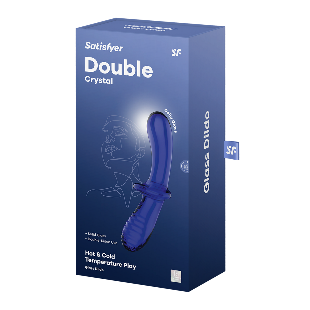 Dubbele Crystal - Glazen Dildo - Lichtblauw Blau - 1