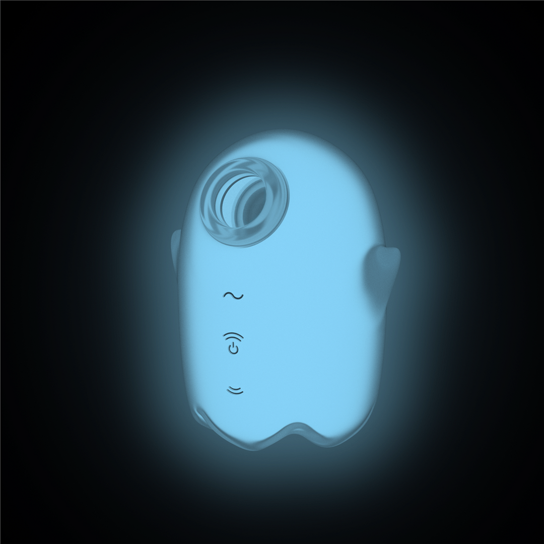Glowing Ghost - Glow in the Dark - Dubbele Air Pulse Vibrator - Wit Weiß - 1