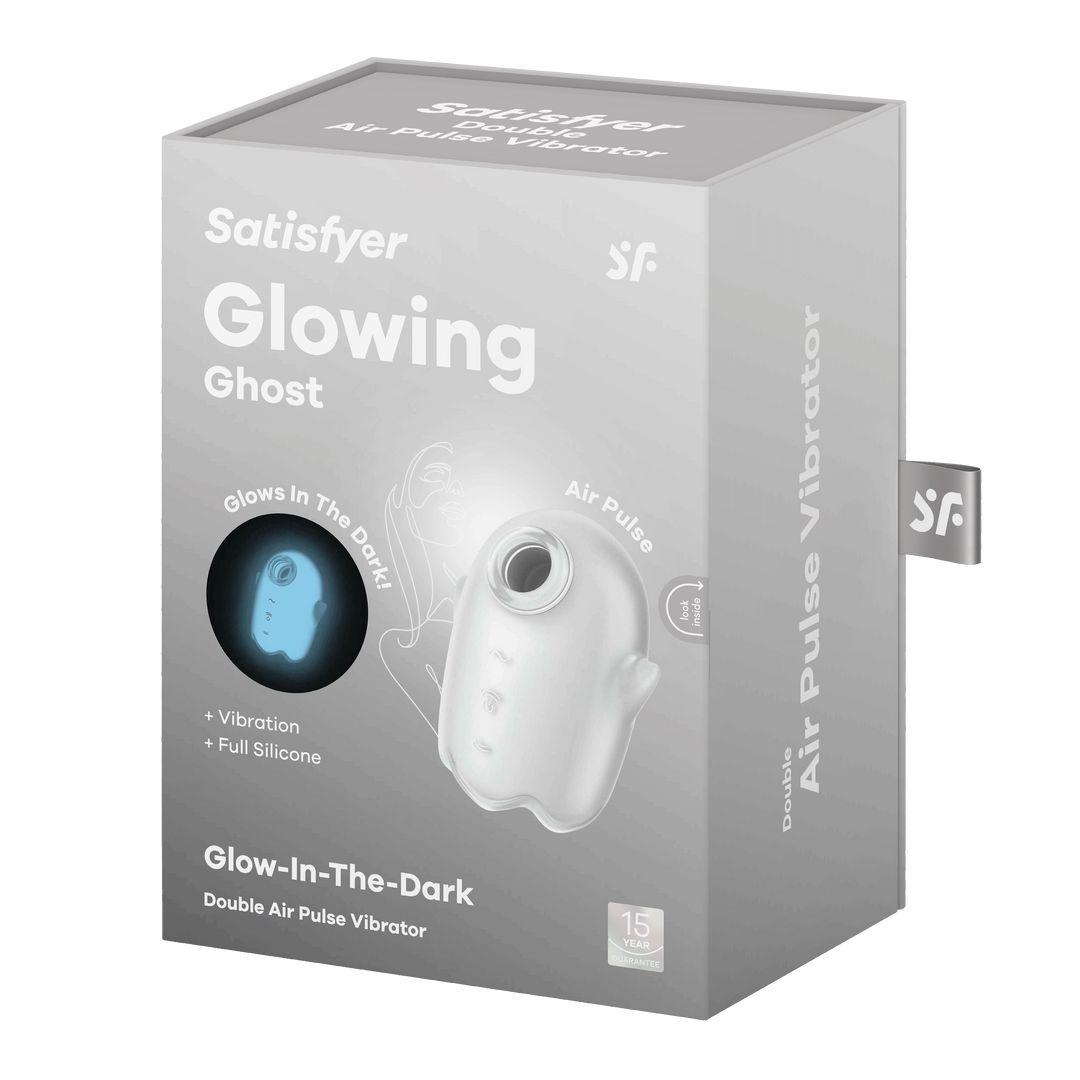Glowing Ghost - Glow in the Dark - Dubbele Air Pulse Vibrator - Wit Weiß - 5