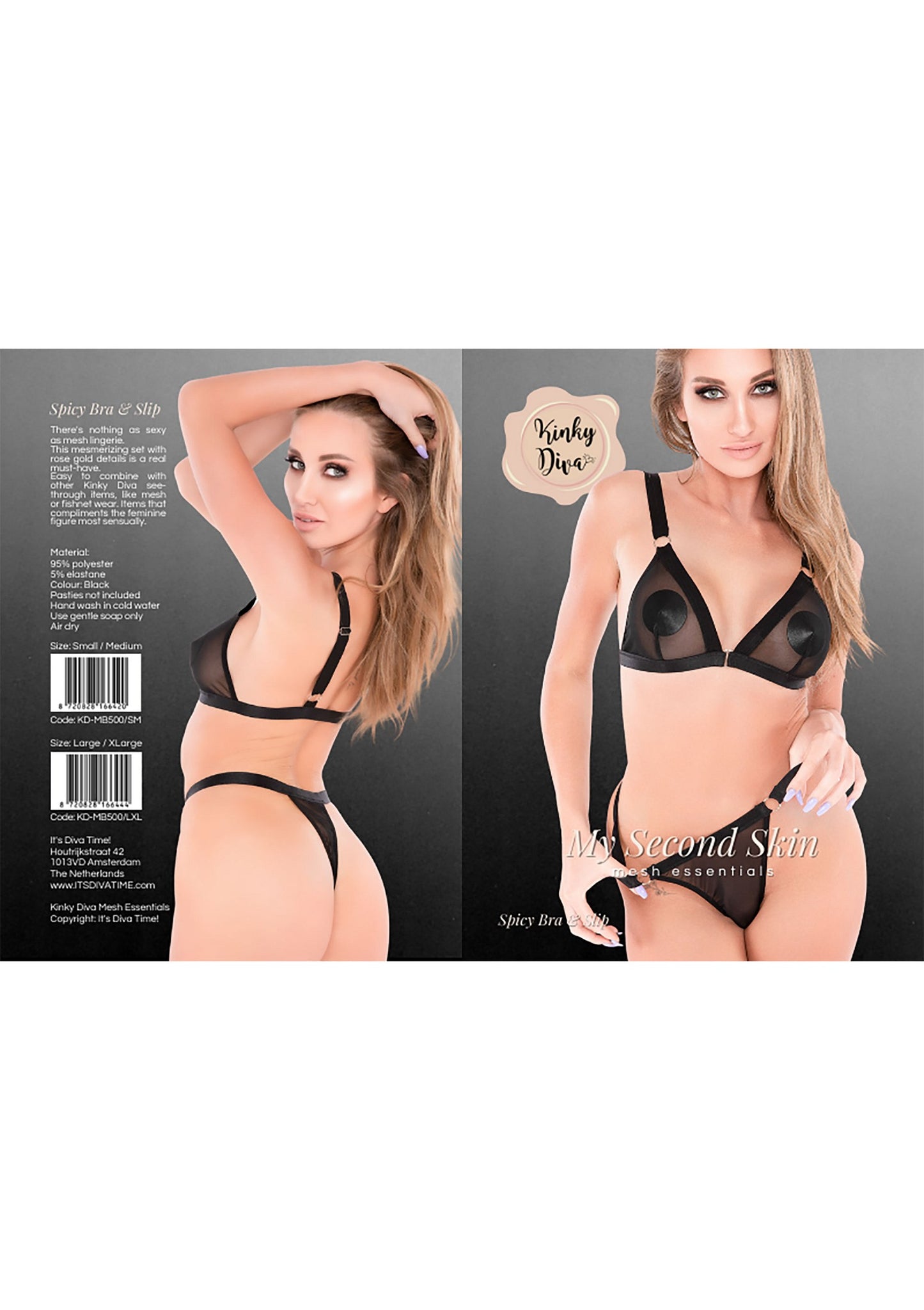 Kinky Diva Spicy Bra + Slip BLACK S/M - 3