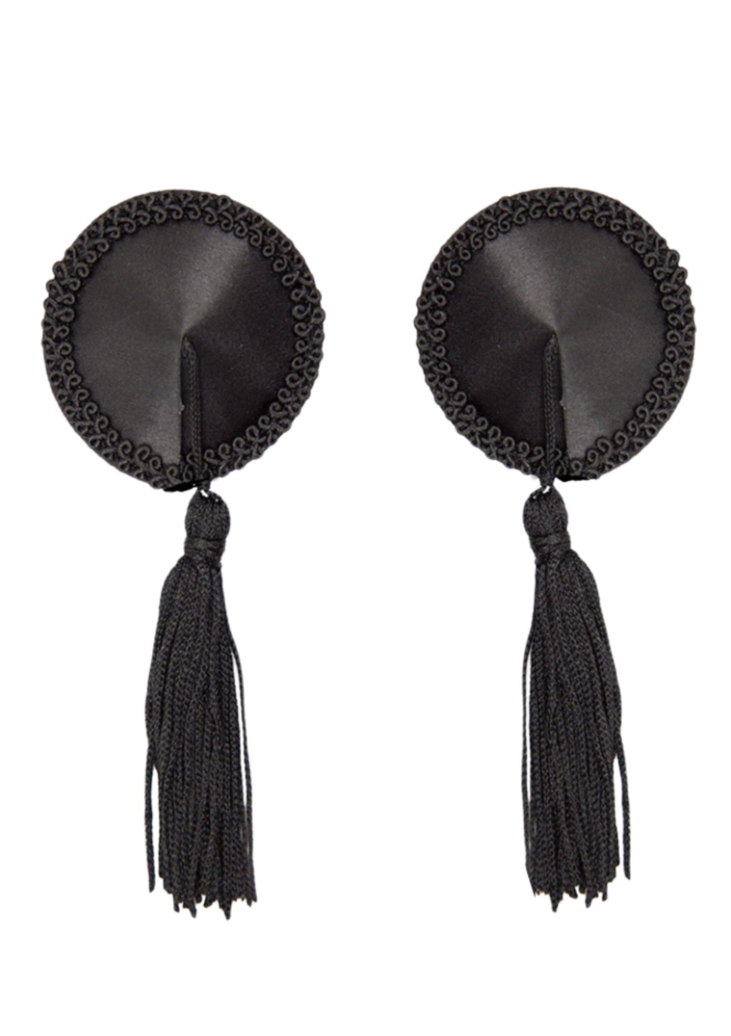 Kinky Diva Satin Nipple Covers with Tassel BLACK O/S - 1