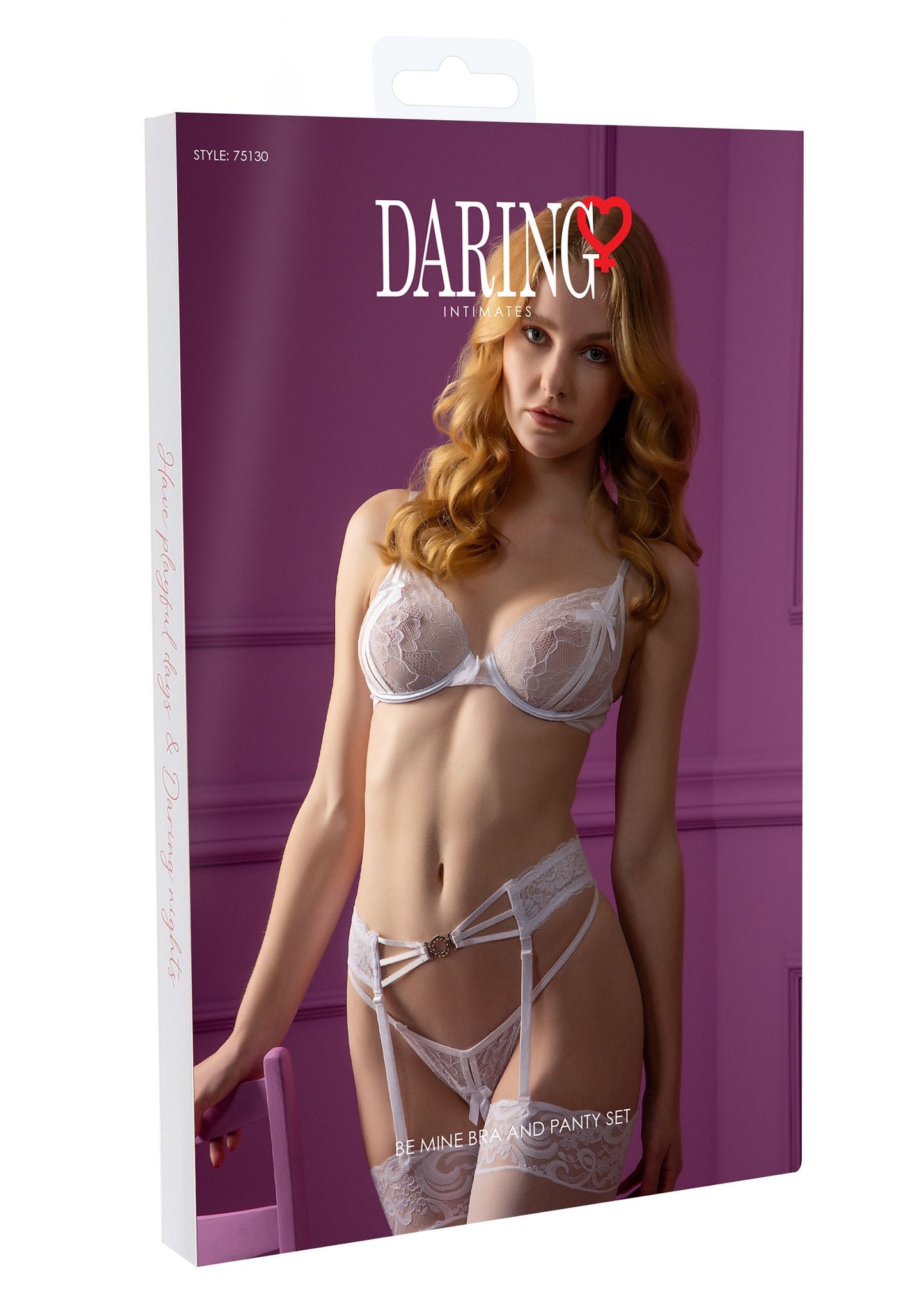Daring Intimates Be Mine Bra and Panty Set WHITE S/M - 0