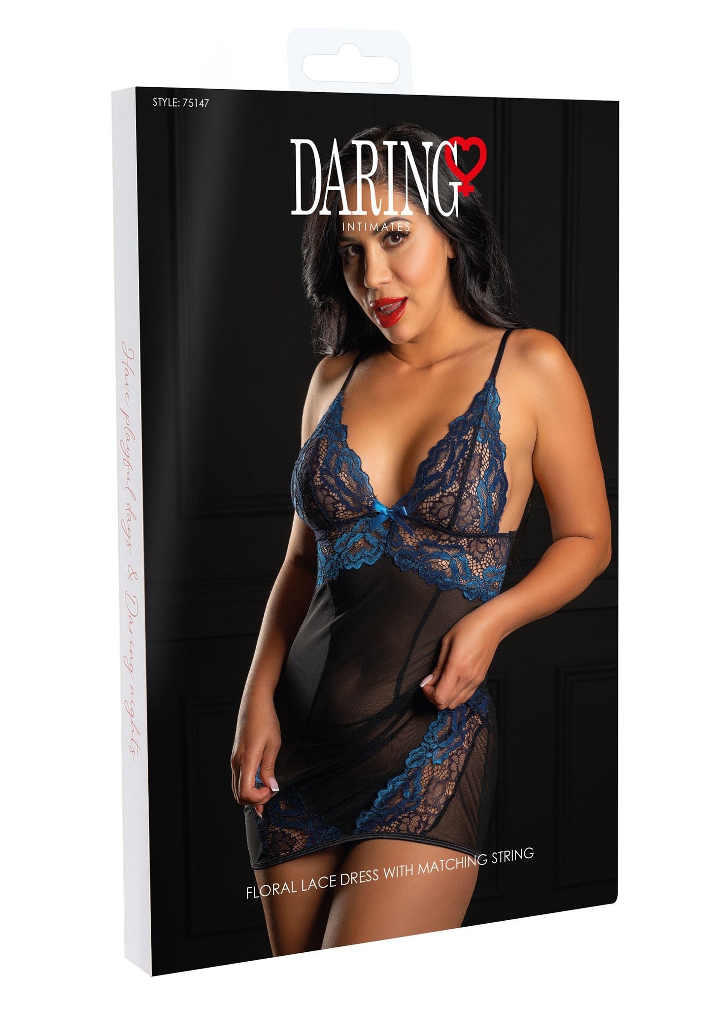 Daring Intimates Floral lace dress with string BLUE S/M - 1268