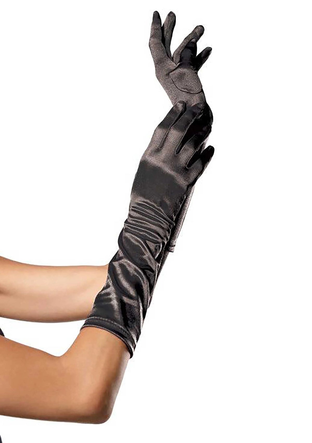 Elbow Length Satin Gloves BLACK O/S - 0