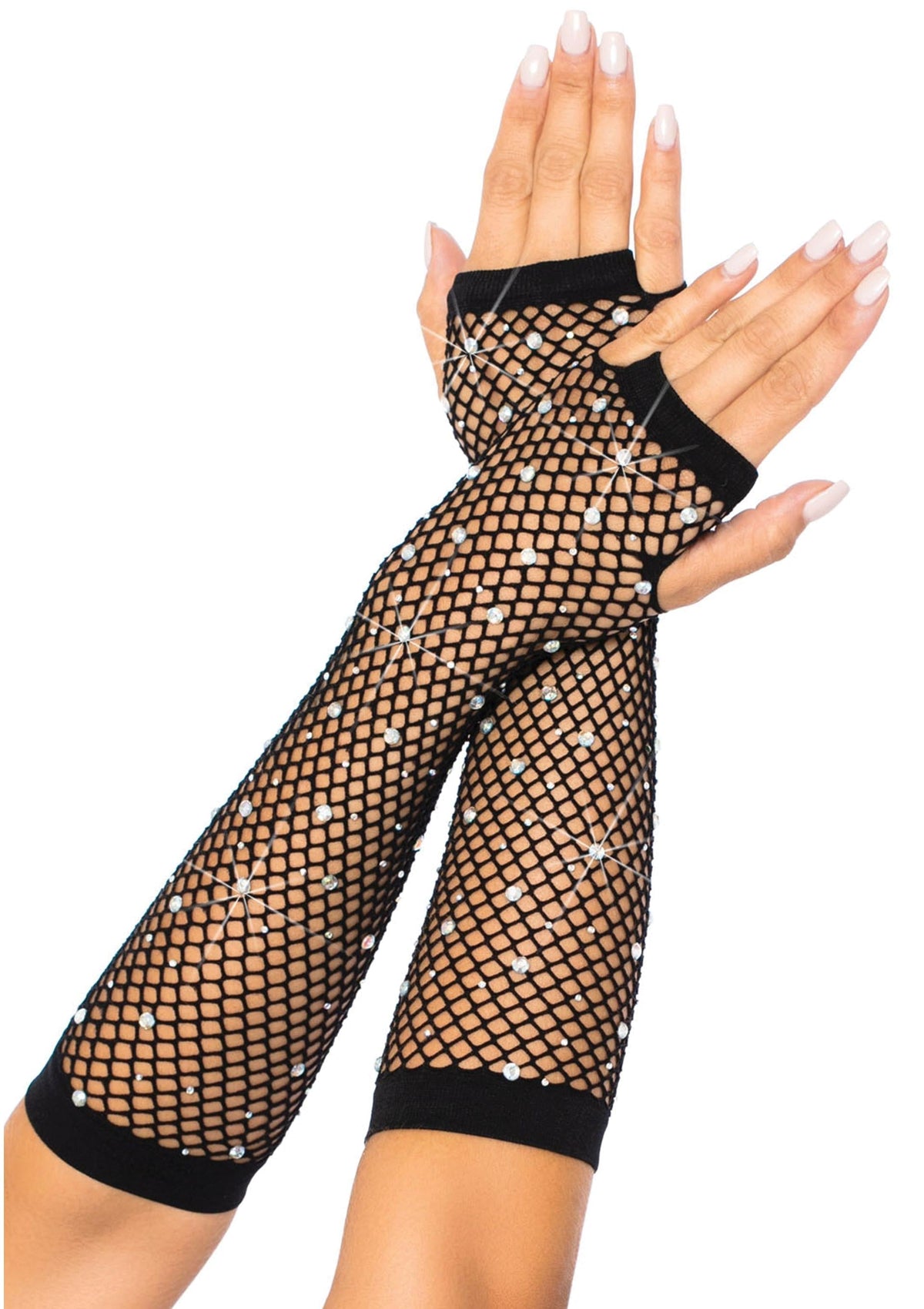 Rhinestone Fishnet Arm Warmers BLACK O/S - 0