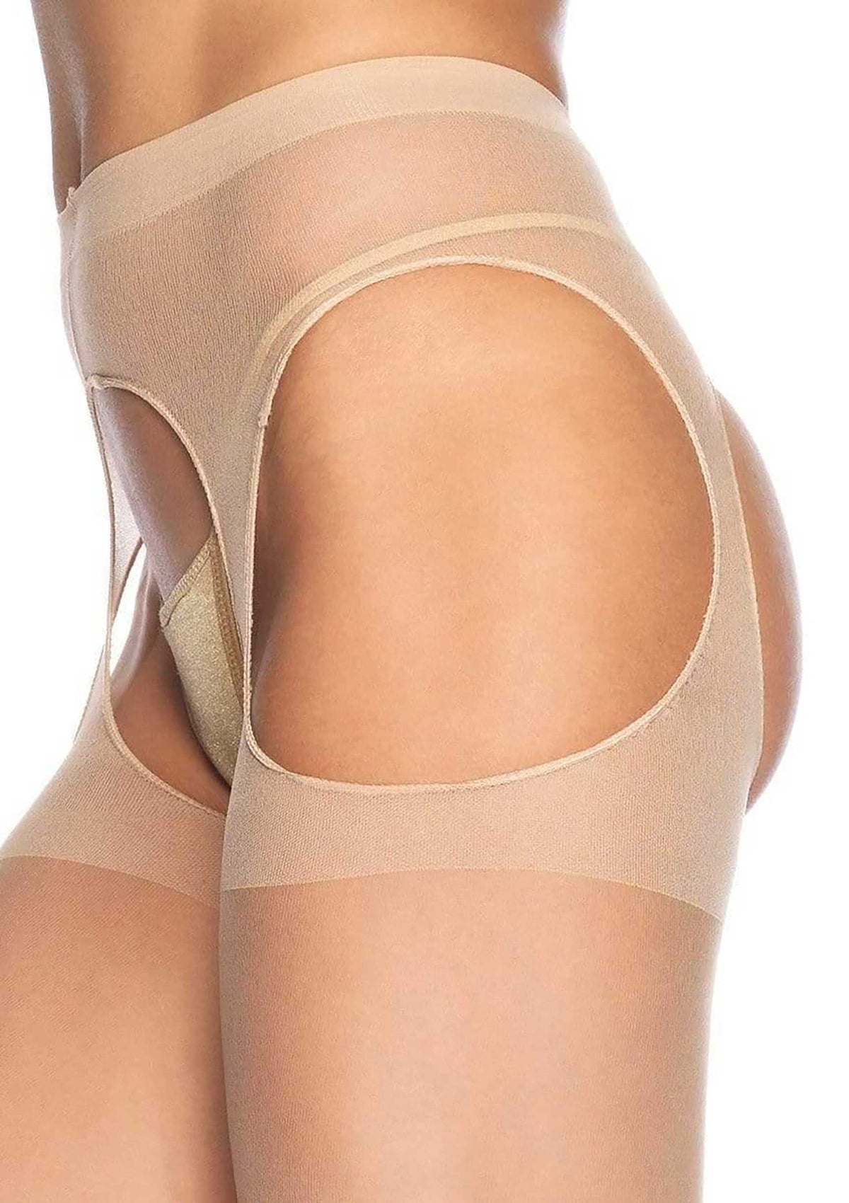 Sheer Suspender Pantyhose NUDE O/S - 1