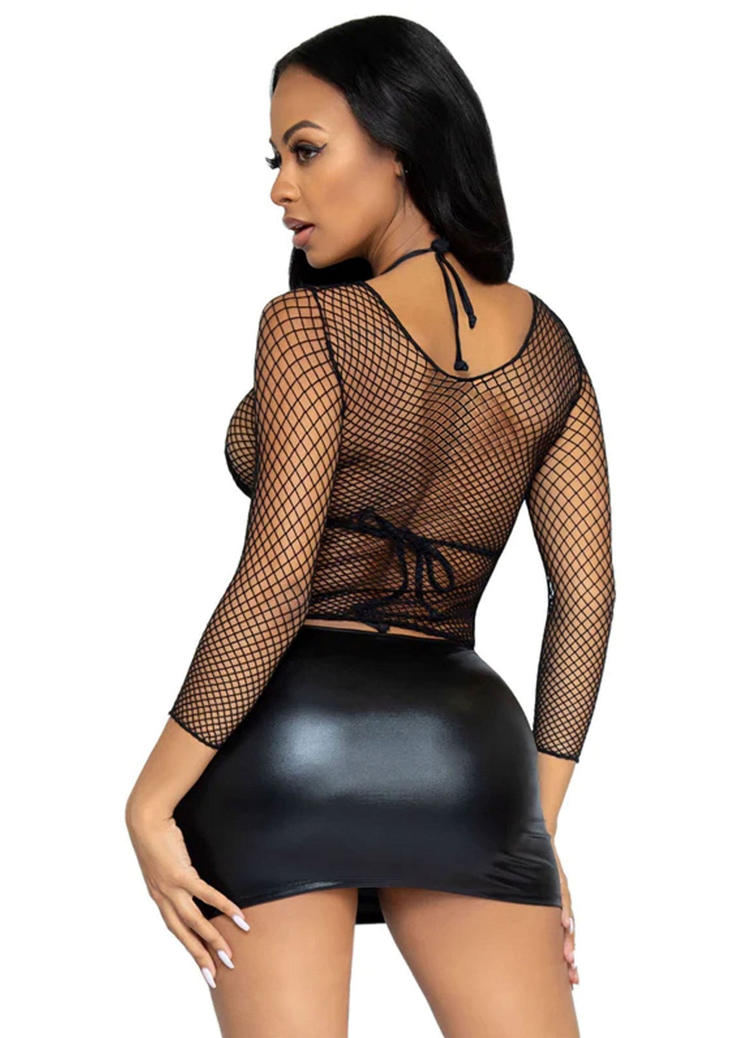 Leg Avenue Long Sleeves Fishnet Top BLACK O/S - 0