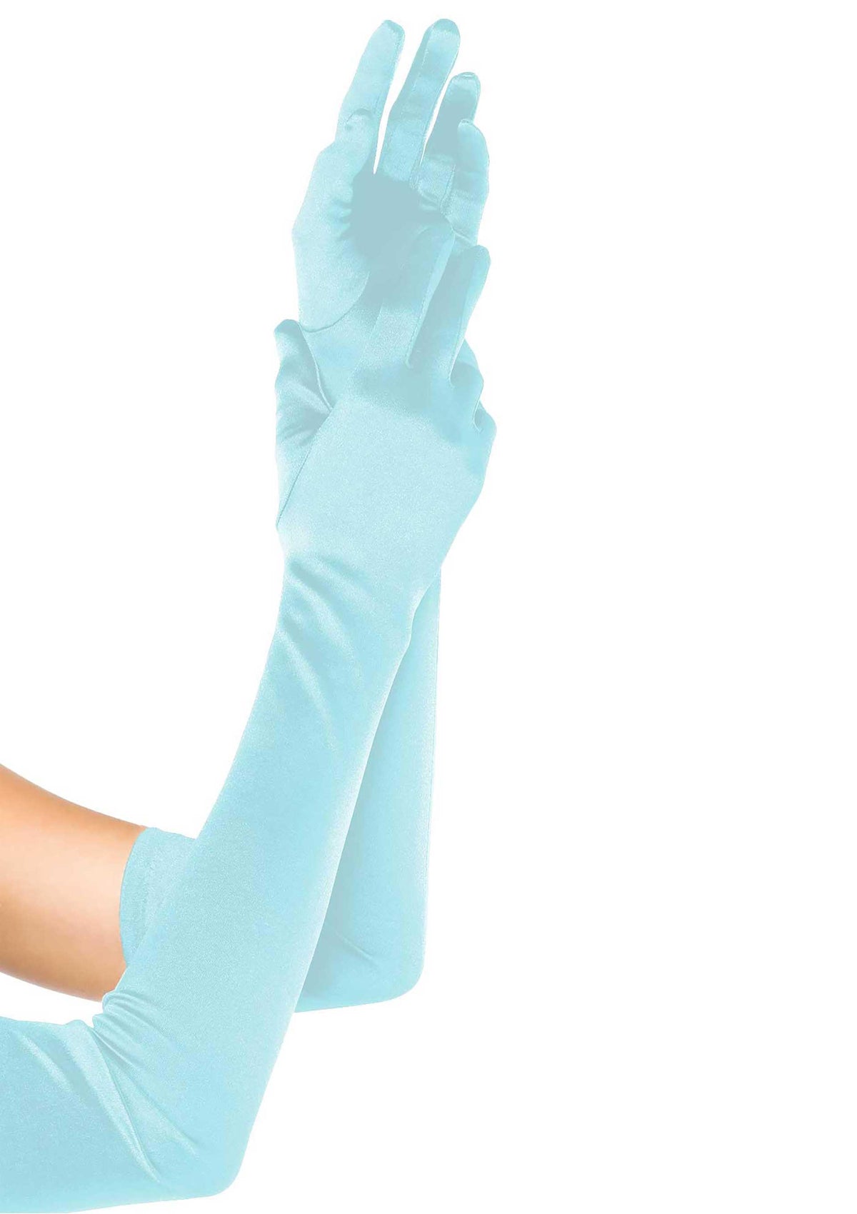 Extra Long Satin Gloves BLUE O/S - 0