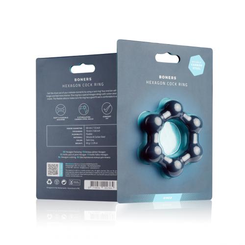Boners Hexagon Cockring Met Stalen Kogels - 2