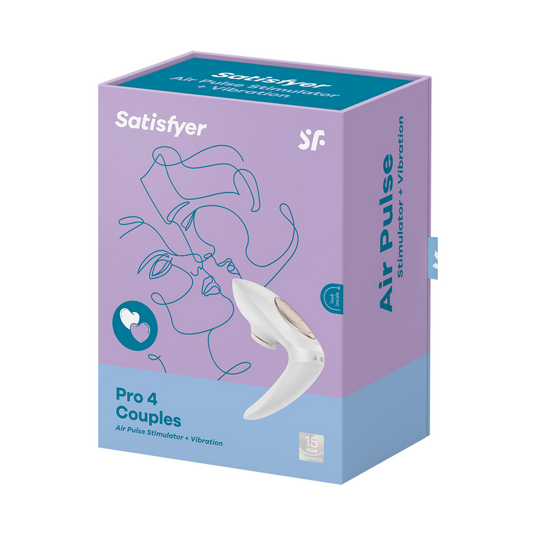 Pro 4 - Couples Air Pulse Stimulator en Vibratie - Wit/Roze Goud Weiß - 0