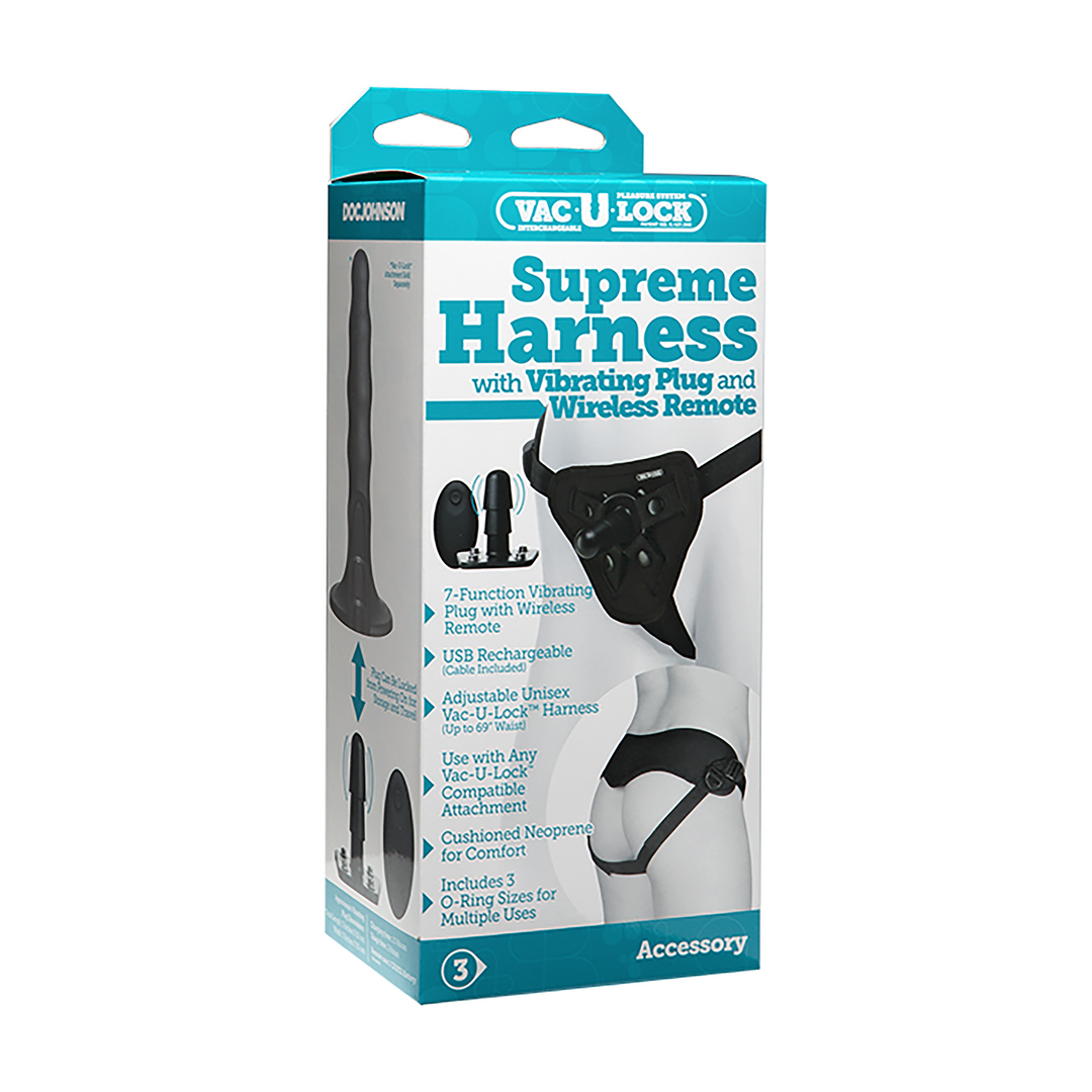 Supreme Harness met Vibrerende Plug en Afstandsbediening - 2 Stukken Schwarz - 1