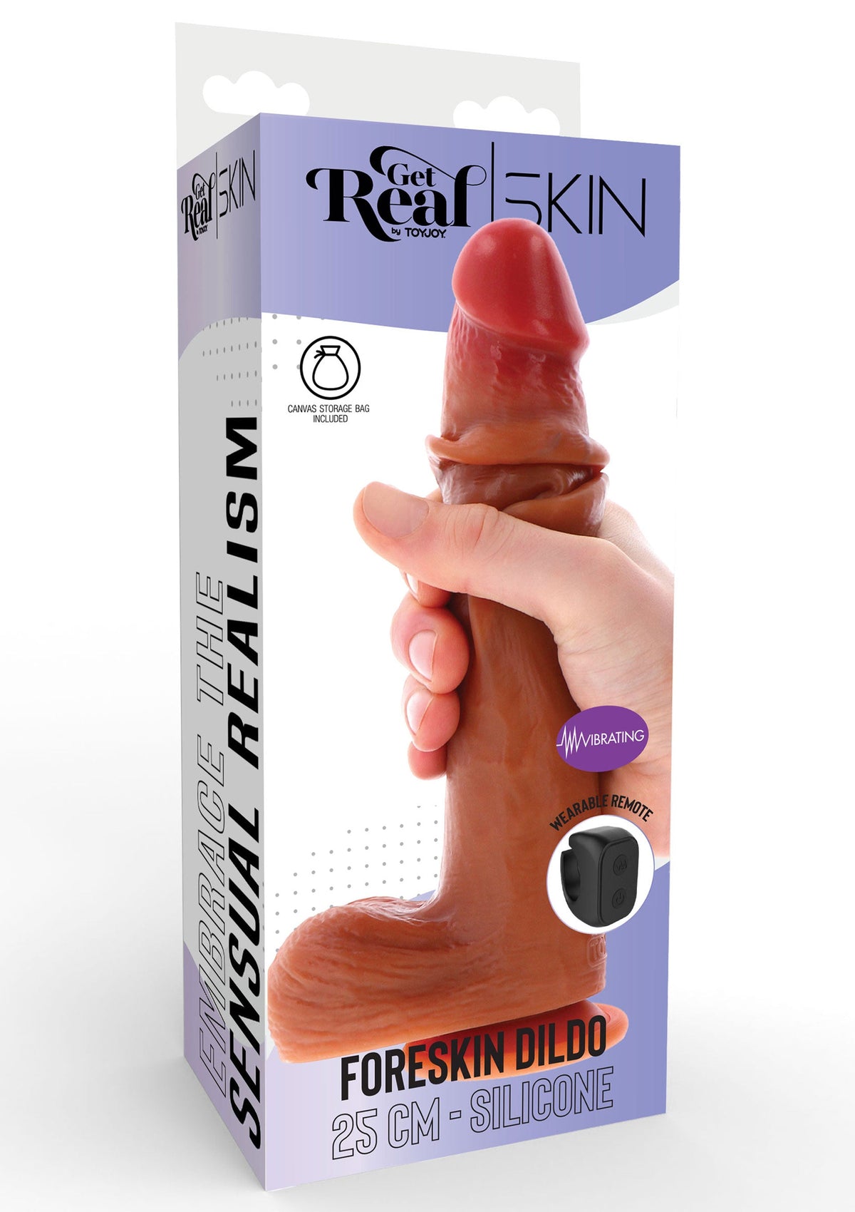 Foreskin Dildo Vibrating Silicone 25 cm CARAMEL - 1