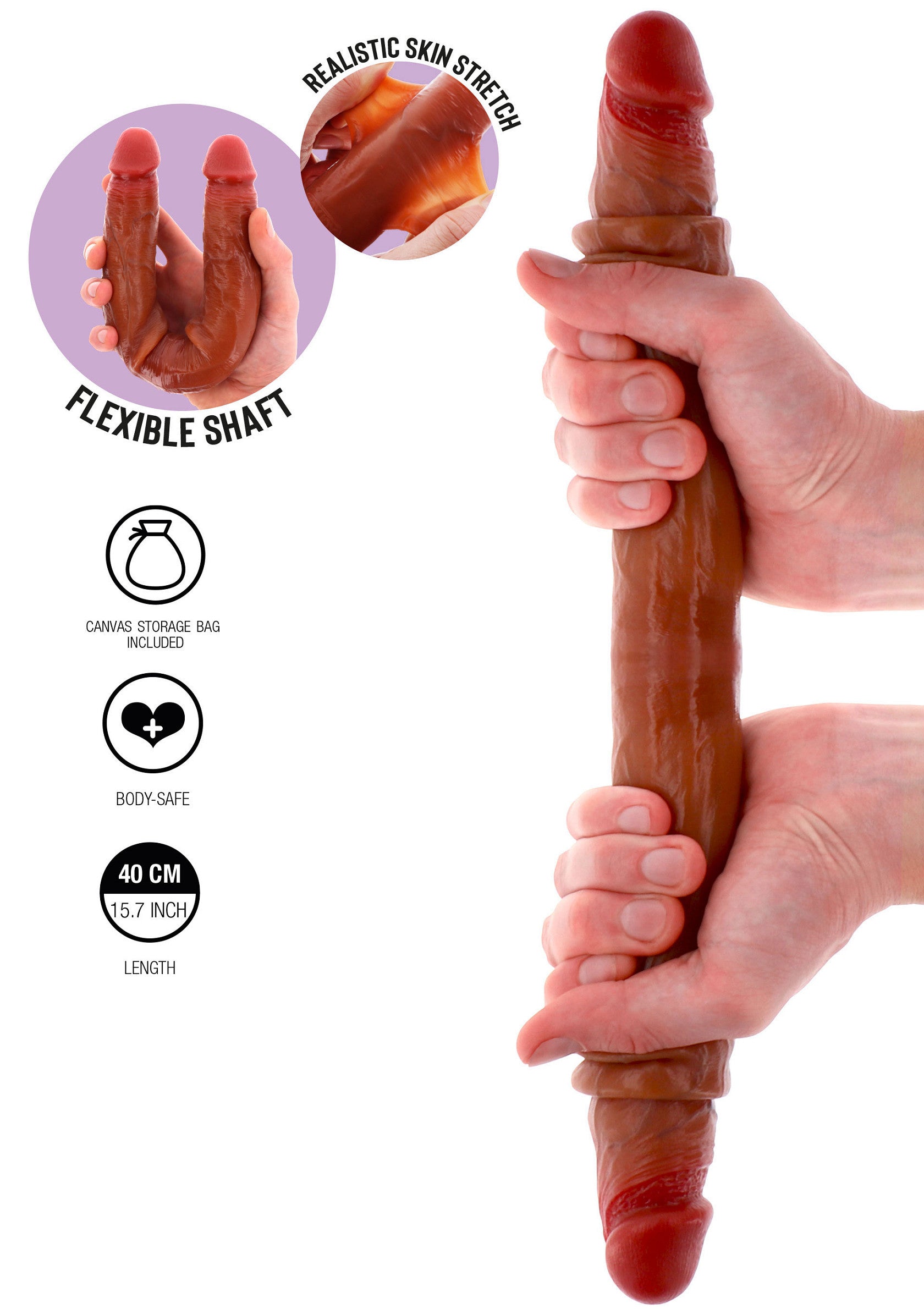 ToyJoy Get Real Silicone Foreskin Double Dong 40 cm CARAMEL - 1