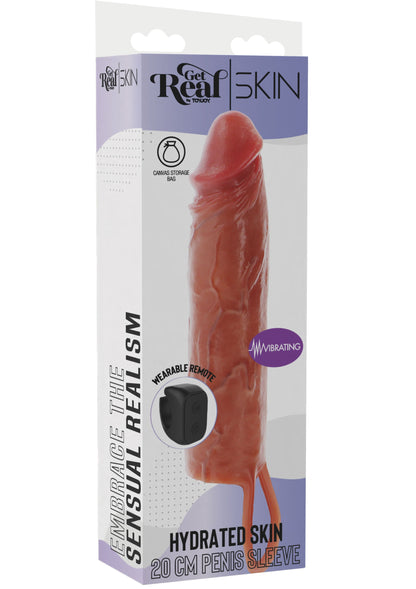 Hydrated Skin Penis Silicone Sleeve Vibrating 20 cm CARAMEL - 2