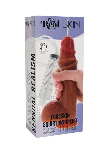 Foreskin Squirting Dildo 22 cm CARAMEL - 1