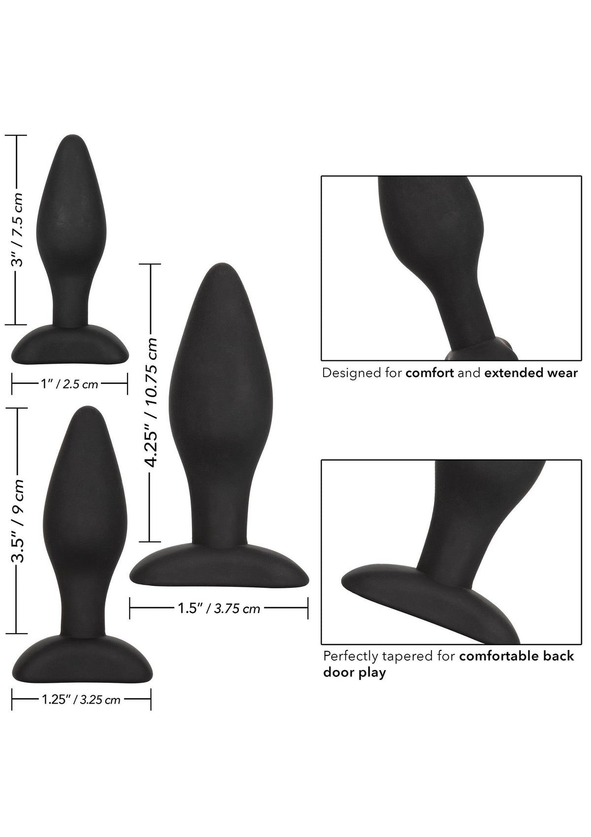 Silicone Anal Exerciser Kit BLACK - 3