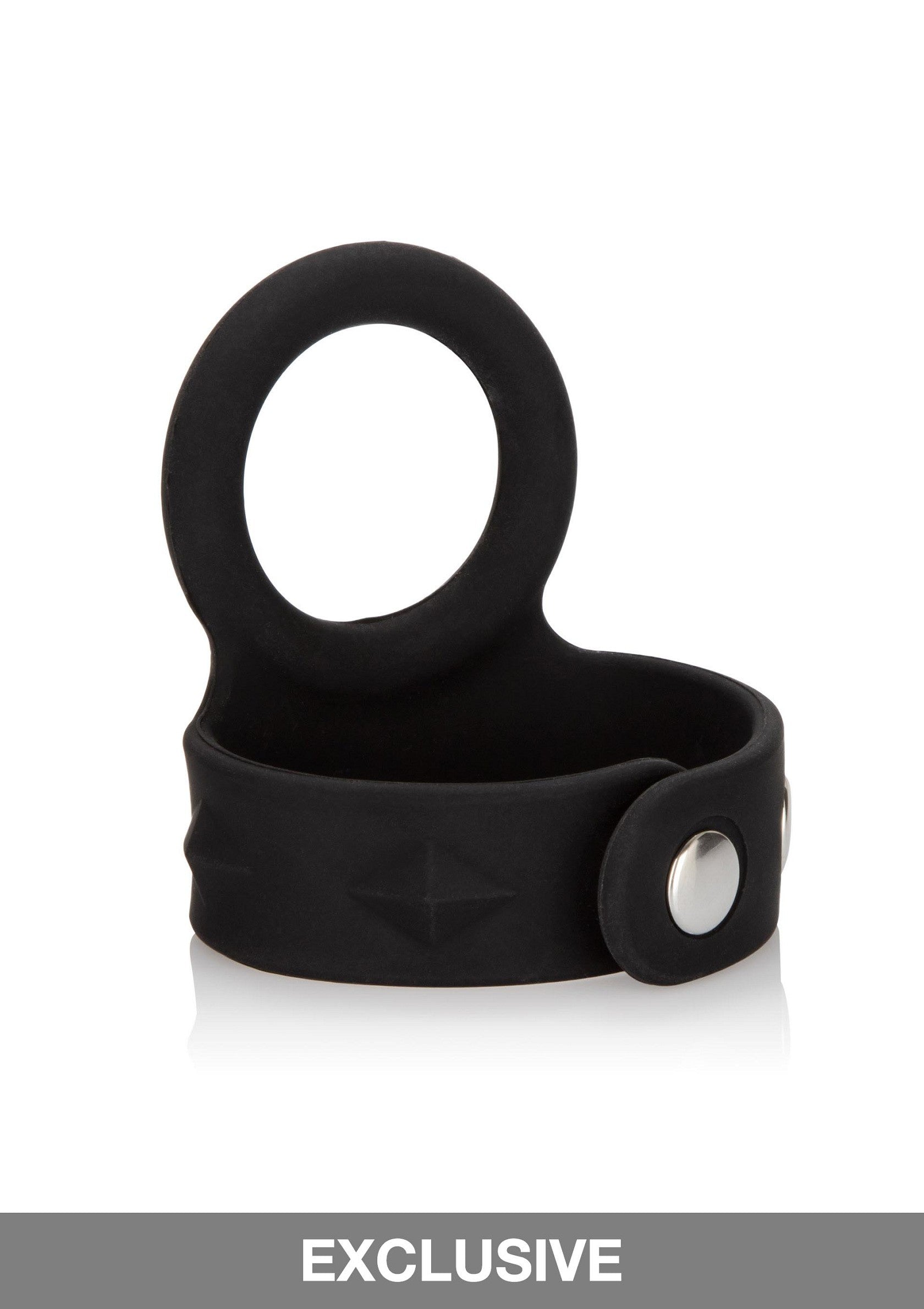 CalExotics Silicone Tri-Snap Scrotum Support Ring - Large BLACK - 2