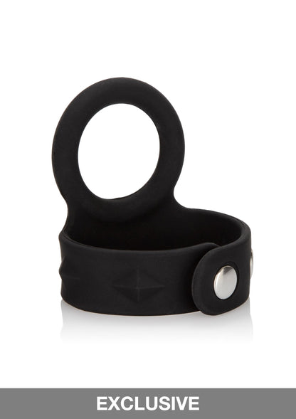 CalExotics Silicone Tri-Snap Scrotum Support Ring - Large BLACK - 2