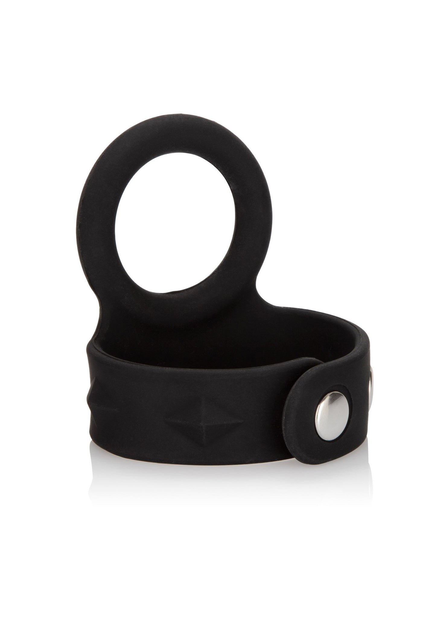 CalExotics Silicone Tri-Snap Scrotum Support Ring - Large BLACK - 1