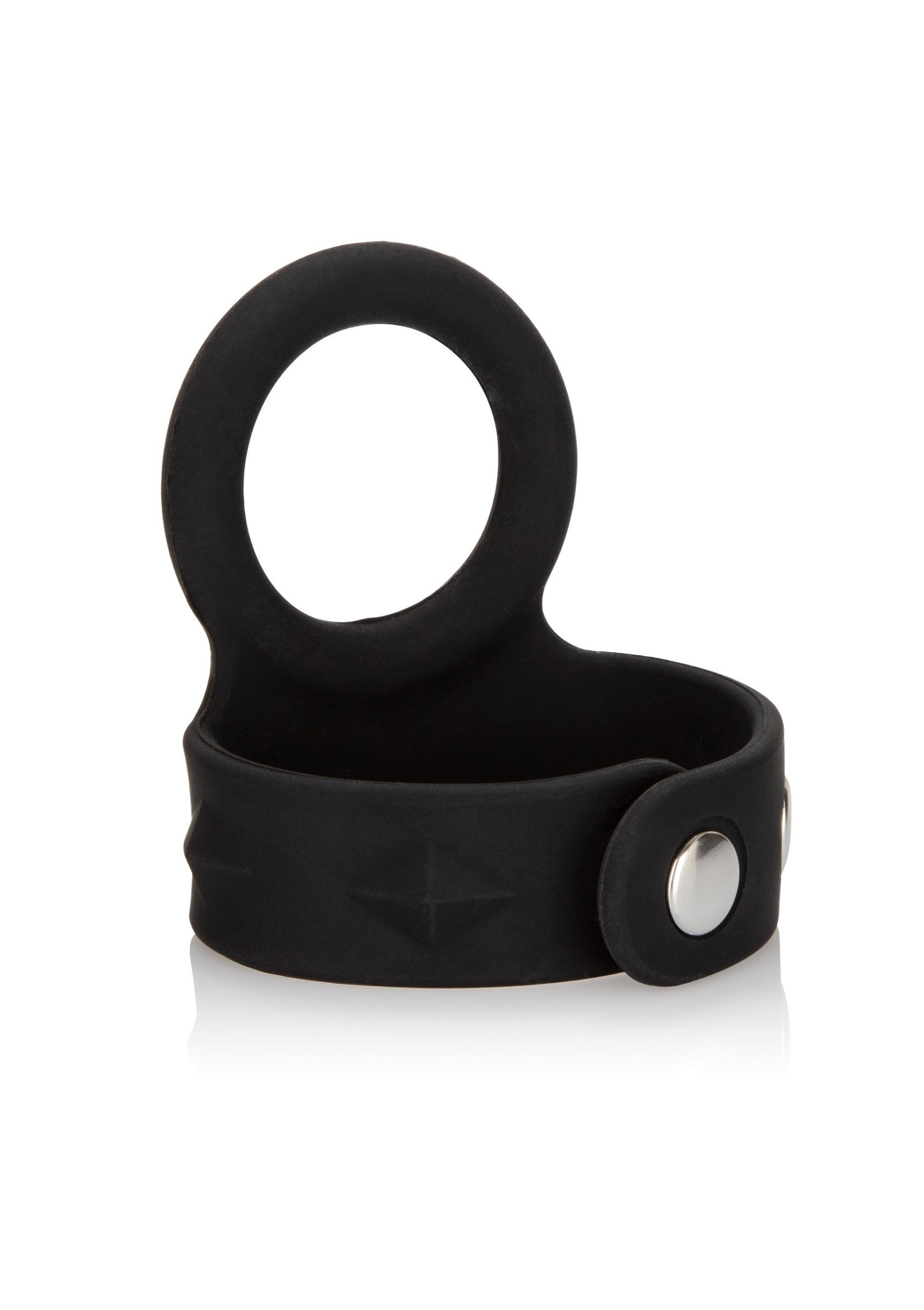 CalExotics Silicone Tri-Snap Scrotum Support Ring - Large BLACK - 1