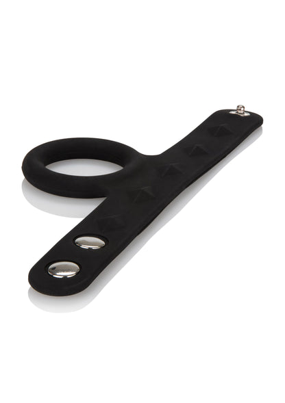 CalExotics Silicone Tri-Snap Scrotum Support Ring - Large BLACK - 3