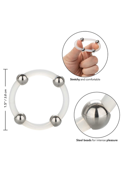 CalExotics Steel Beaded Silicone Ring Large TRANSPA - 0