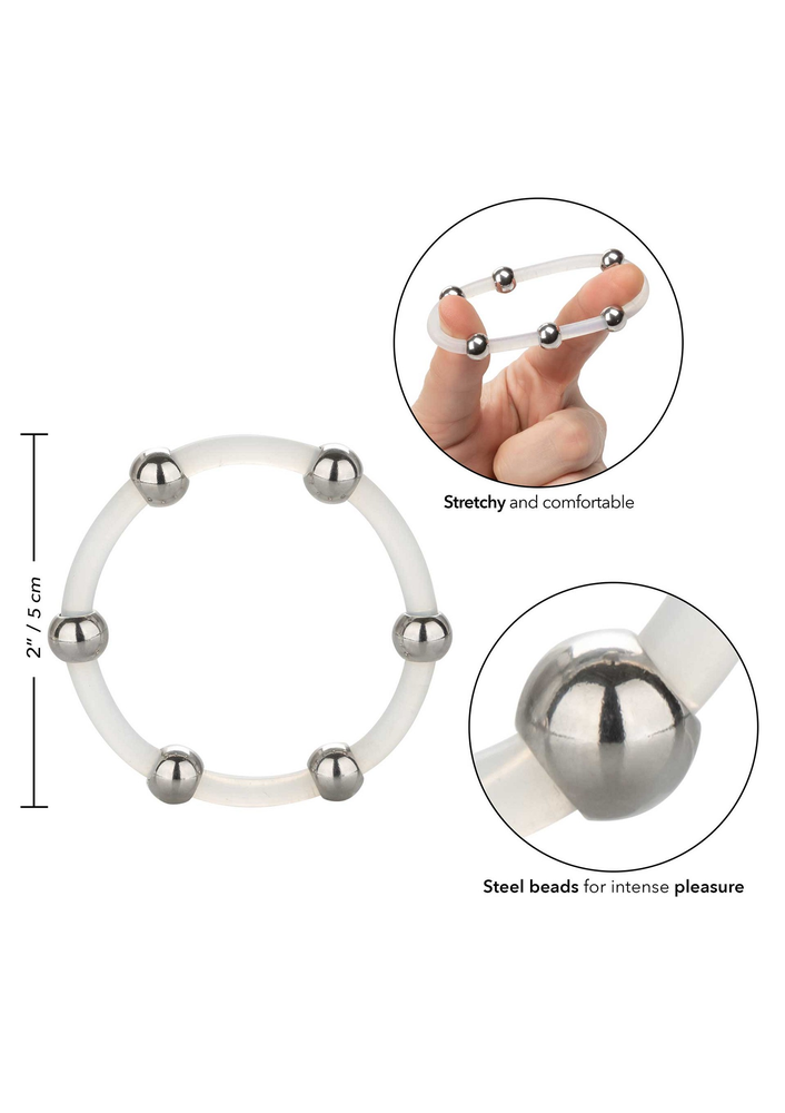 CalExotics Steel Beaded Silicone Ring Extra Large TRANSPA - 1