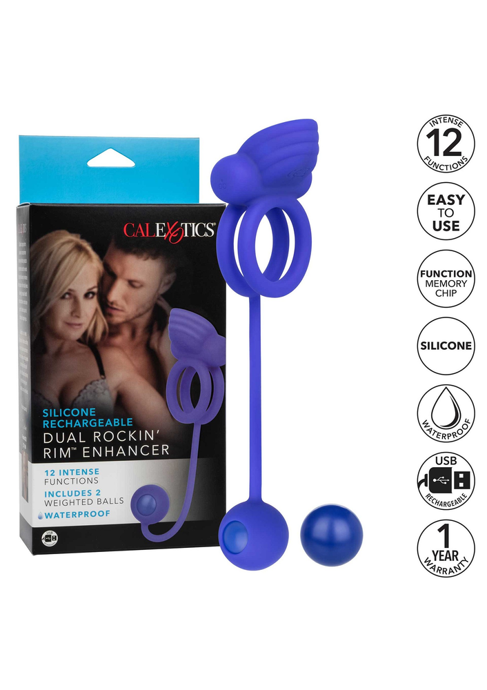 CalExotics Silicone Rechargeable Dual Rockin' Rim Enhancer PURPLE - 4