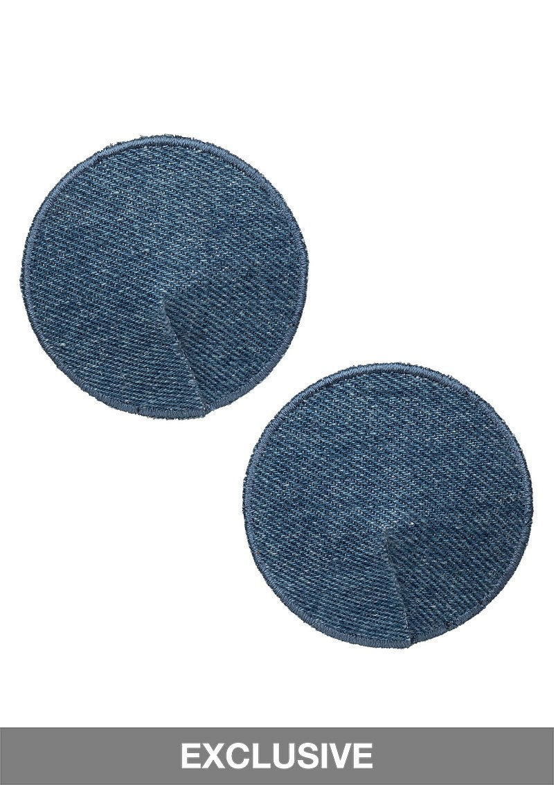 CalExotics Ride 'em Premium Denim Collection Round Pasties BLUE - 3