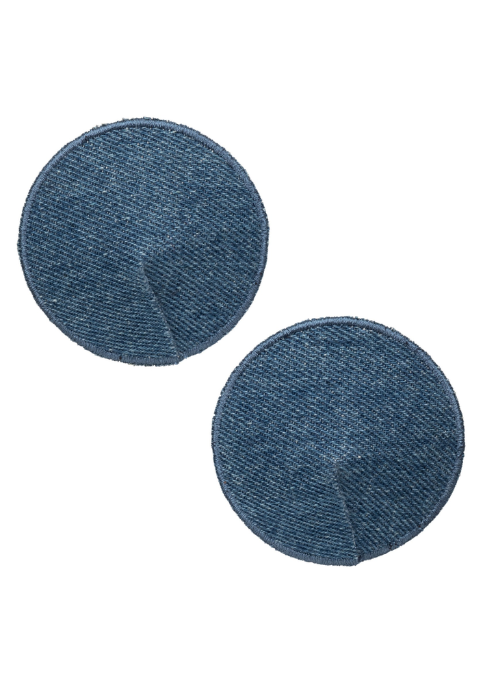 CalExotics Ride 'em Premium Denim Collection Round Pasties BLUE - 302
