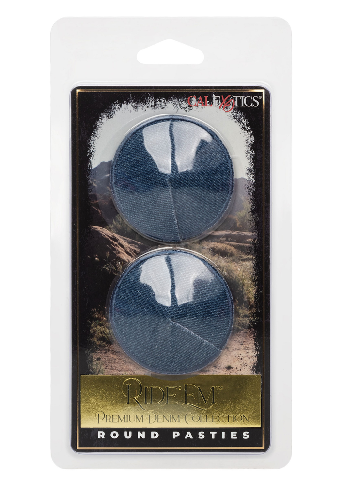 CalExotics Ride 'em Premium Denim Collection Round Pasties BLUE - 303