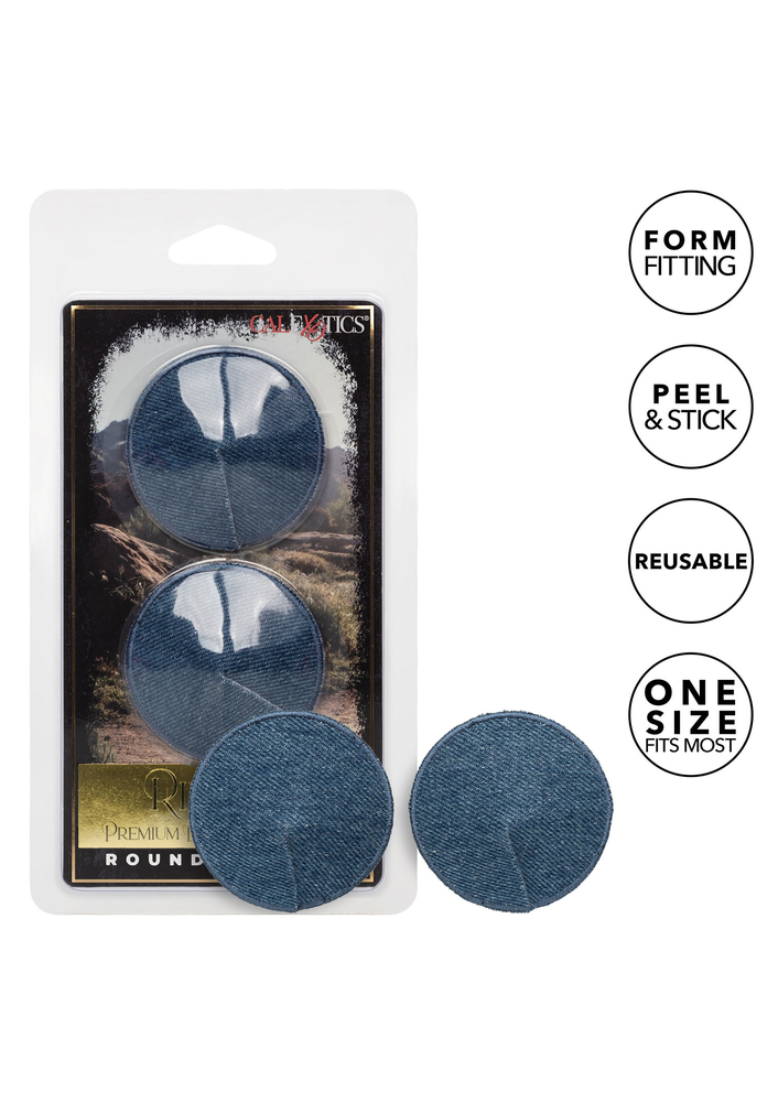 CalExotics Ride 'em Premium Denim Collection Round Pasties BLUE - 305